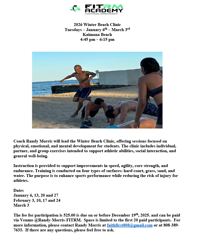 2026 Winter Beach Clinic Flyer