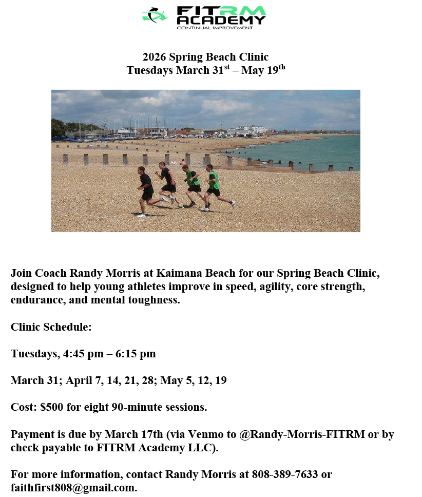 2026 Spring Beach Clinic Flyer