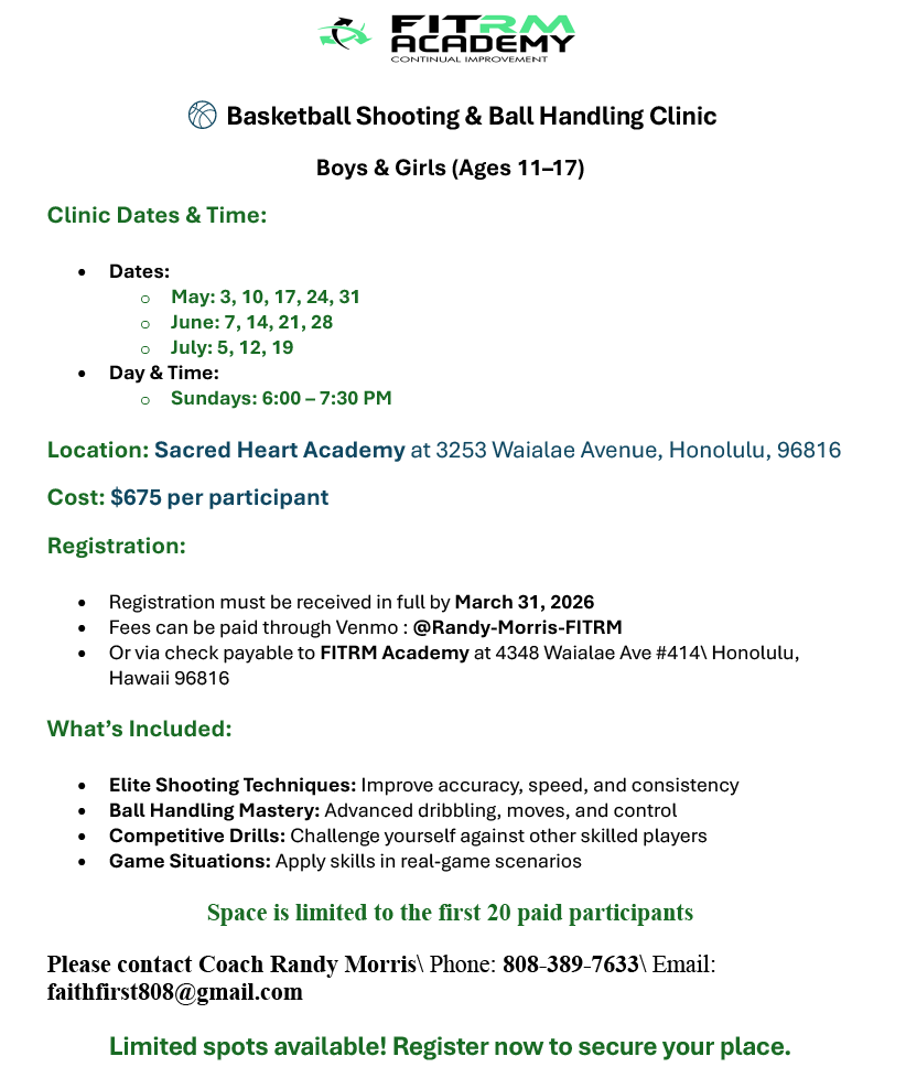 Basketball Shooting and Ball Handling Clinic Flyer